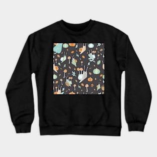 Cottagecore Pumpkin Snails Pattern Dark Crewneck Sweatshirt